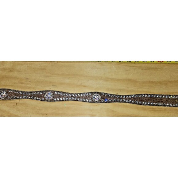 Blazin Roxx Scallop Croc Concho brown Belt Silver Rhinestone Bling Rodeo Size M - Picture 6 of 8